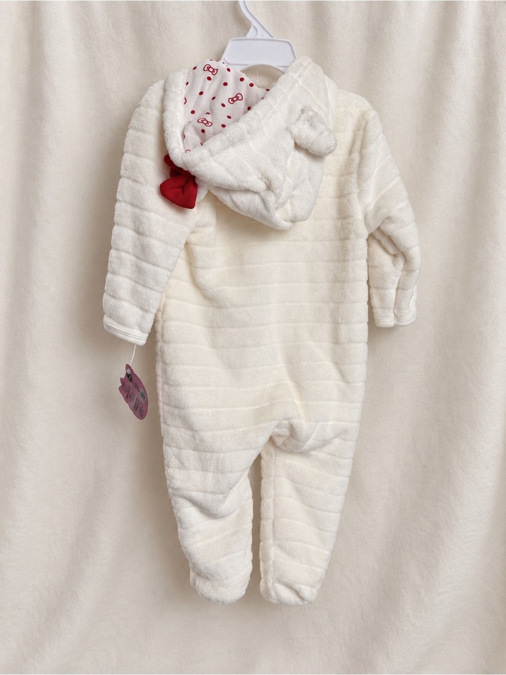 Hello Kitty Cream Plush Hooded One-Piece for Kids/ Costume sleeper 9M - Picture 2 of 4